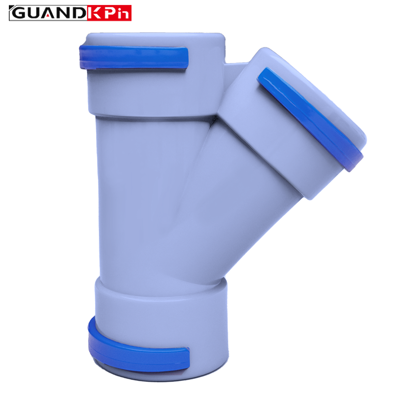 HDPE Fresh Air Pipe Quick Connect Oblique Tee Ventilation Pipe 45° Y Tee Fitting