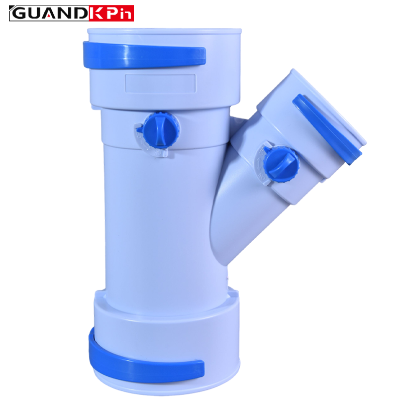 HDPE Fresh Air Pipe Quick Connect Air Volume Adjustable Tee & Oblique Tee Fittings with Damper Valve