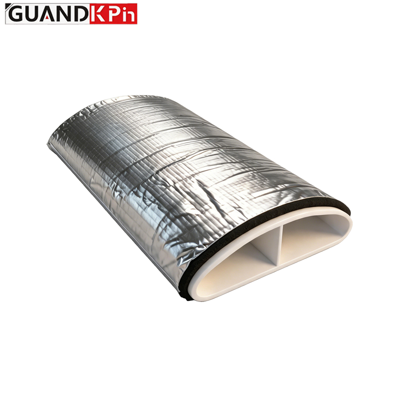 Insulated ABS Flat Duct Elbow/Connector 132x40mm Dual-Channel Rubber-Foam Insulated Underfloor Ventilation Fitting with Aluminum Foil Cover for Fresh Air HVAC System OEM
