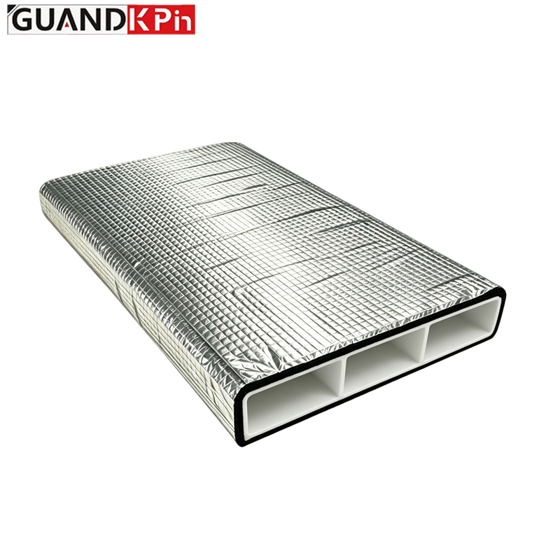 Insulated PVC Rectangular Duct 256x48mm Triple-Channel Rubber-Foam Insulated Underfloor Ventilation Ducting with Aluminum Foil Cover for Fresh Air HVAC System OEM