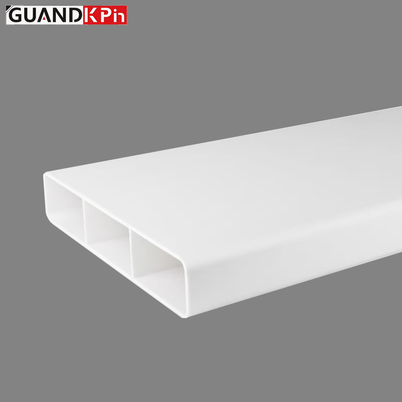 White PVC Rectangular Flat Duct 256x48mm Triple-Channel Hollow Profile for Fresh Air Ventilation Underfloor/Floor Supply System