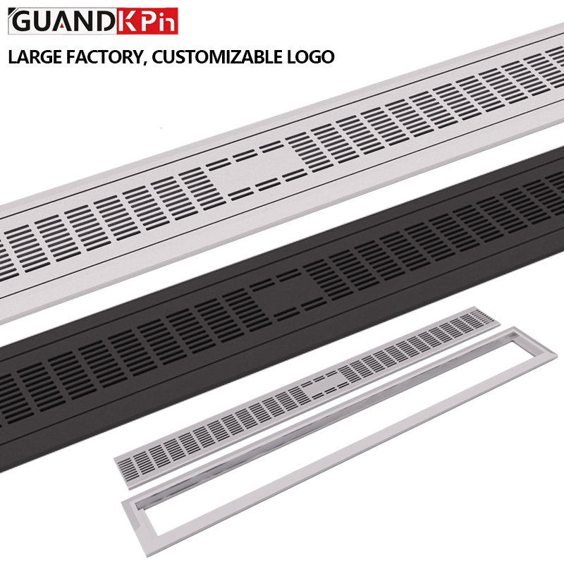Aluminum Alloy Linear Floor Supply Air Vent Grille with Mounting Sub-frame, Embedded Floor Diffuser Set for Underfloor Fresh Air System