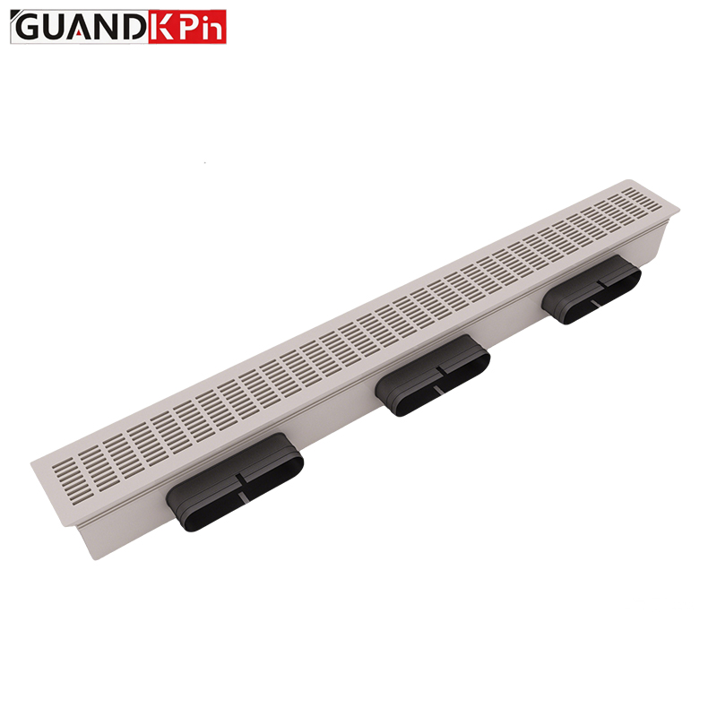 Full Aluminum Alloy Floor Supply Air Vent Grille Set, Embedded Linear Underfloor Air Diffuser Kit for Fresh Air HVAC Ventilation System