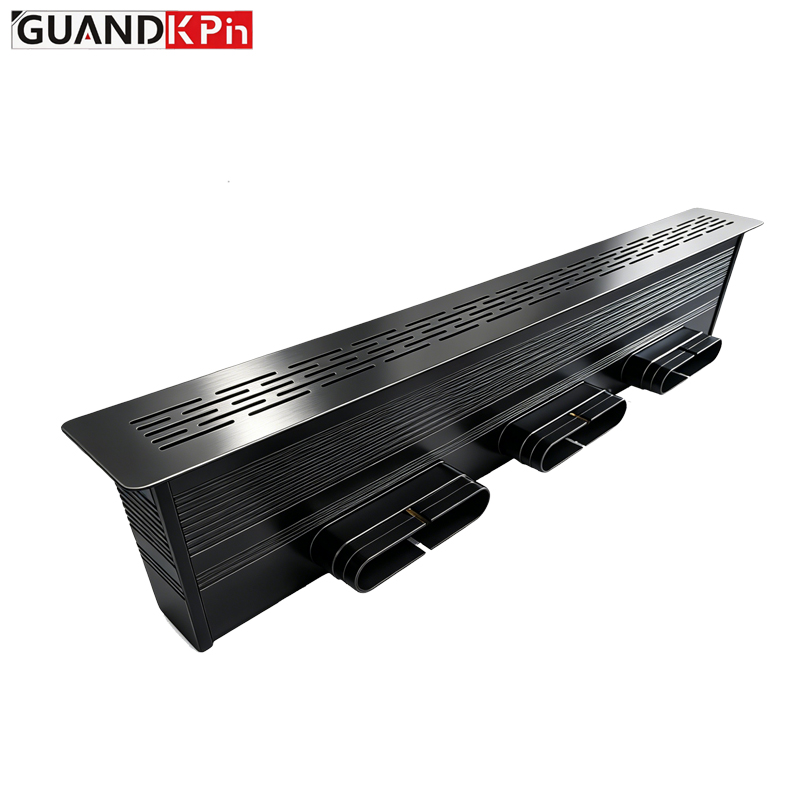 Long Strip Floor Air Outlet, Linear Underfloor Supply Air Vent Grille with Multiple Duct Connections, ABS/Aluminum Alloy Base Box for Fresh Air HVAC System