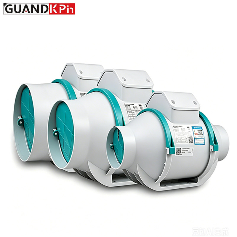 Inline Mixed Flow Duct Fan, Low Noise Circular Pipe Ventilation Fan with Check Valve for HVAC Fresh Air Exhaust System